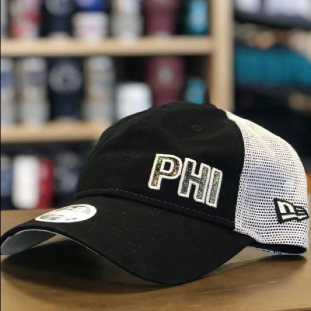NEW ERA Philadelphia Mesh Snapback 9TWENTY Adjustable Hat, Black/White/Green, OS